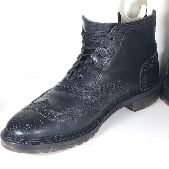 Allen Edmonds Men’s Stirling US8,5D Black Leather Wingtip Brogue Boots Made USA - Picture 7 of 16